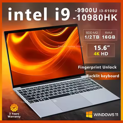 15.6"Laptop Intel i9 10980HK/i9 9900U/i3 Windows 11 Gamer PC 16GB RAM Computer 1TB 2TB SSD Fingerpri