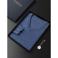 V-Neck Cashmere Sweater Men's Small Cashmere Bottoming Sweater Autumn Winter Heart Collar Pullover C