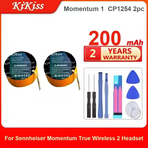 Kikiss Battery For Sennheiser Momentum True Wireless 2 Headset,Momentum 1 CP1254 2Pc,200Mah