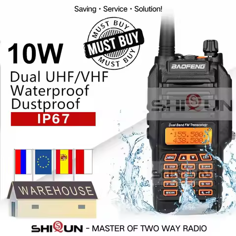 UV-9R Plus Waterproof IP67 Walkie Talkie Baofeng 10W Dual Band 136-174/400-520MHz Ham Radios 10KM Up