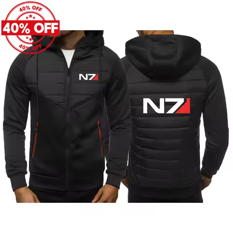 2025 Mass Effect N7 Logo Patchwork Fashion Tops Casual Coat Spring Autumn Man's High Street Popular 