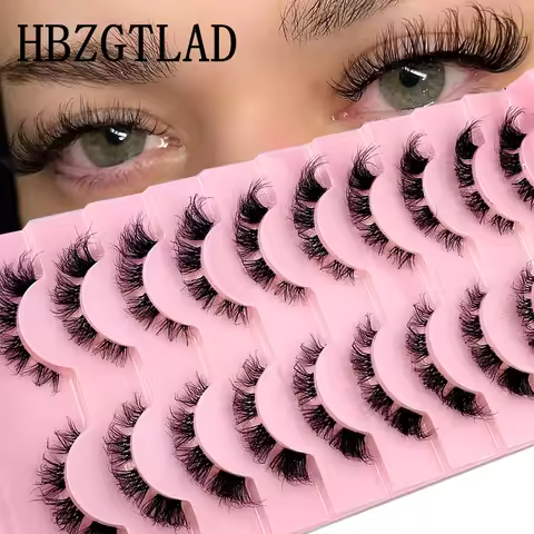 HBZGTLAD False Eyelashes Cat Eye Lashes Natural Long Full Eye Lashes Short Wispy Clear Band Lashes 3
