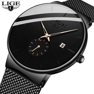 {Aishang watch industry}LIGE 2023นาฬิกาแฟชั่นสำหรับผู้ชายนาฬิกาควอตซ์แบรนด์หรูชั้นนำสำหรับผู้ชายนาฬิกาลำลองแบบบางเป็นเหล็กกันน้ำนาฬิกากีฬา Relogio Masculino