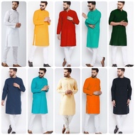 Men’s Jippa Cotton Long Sleeved Kurta with Pants Muslim Indian Wear Plus Size