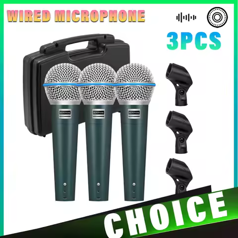 3pcs BT58 Professional Super-Cardioid Dynamic Wired Microphones Set with Suitcase for Karaoke Live V