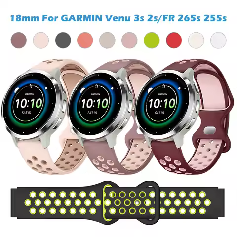 Breathable Round Hole Strap Fit for Garmin Forerunner 265s 255s Smartwatch Correa Compatible with Ga