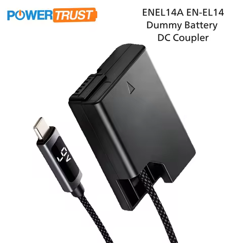 PowerTrust Power Adapter ENEL14a EN-EL14 Dummy Battery DC Coupler for Nikon Df D5500 D5300 D5200 D51