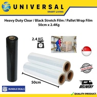 [SG SHOP SELLER] Heavy Duty Clear / Black Stretch Film / Pallet Wrap Film  50cm x 2.5Kg
