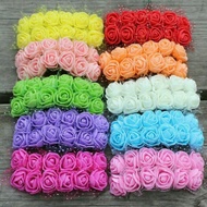 Set of multicolored decorative mini foam roses