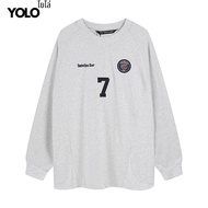 YOLO เสื้อสเวตเตอร์ OVERSIZE เสื้อสเวตเตอร์โอเวอร์ไซส์ เสื้อคอตตอน คอกลม แนวสปอร์ต 2358