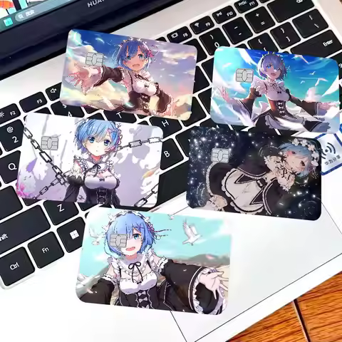 Re Zero Rem Poker Sticker Film Tape Skin For Credit Card Debit Card Cartoon Waterproof Stickers Smal