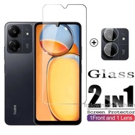 2IN1 Screen Protector For Redmi 13C 4G 2023 Xiaomi 13 C 5G Full Transparent HD Tempered Glass Phone 