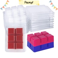 PDONY 6 Cavity  Empty Plastic Wax Melt Containers, 105*75mm Rectangle Wax Melt Moulds, Wax Melts Wax Cubes Plastic Wax Melt Containers For Wickless Wax Melt Candles