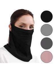 1入黑色冰絲速乾透氣頸巾,戶外運動全臉罩面罩,適用於女士和男士的自行車、摩托車、徒步旅行、登山圍巾、防紫外線面罩