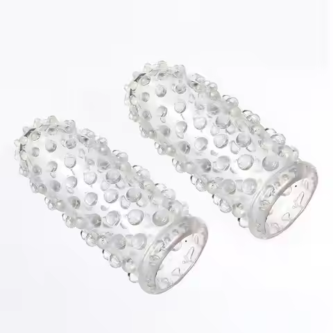 Lust Finger Sleeves 2Pcs Bumpy Texture Soft Silicone Clitoral Stimulator for Couples Adult Pleasure 