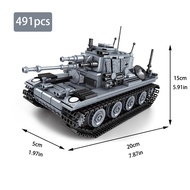 T38 Military Main Battle Tank WW2 Building Blocks Collection Model Iron Army DIY Assembled Toys