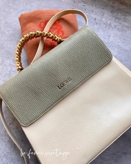 中古Loewe綠襯白金蛇骨Kelly手提包