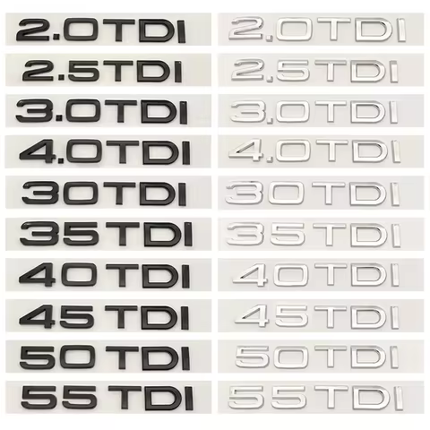 ABS 1.9 2.0 2.5 2.7 3.0 4.0 30 35 40 45 50 55 TDI Badge Emblem Car Tail Rear Trunk Sticker For Audi 
