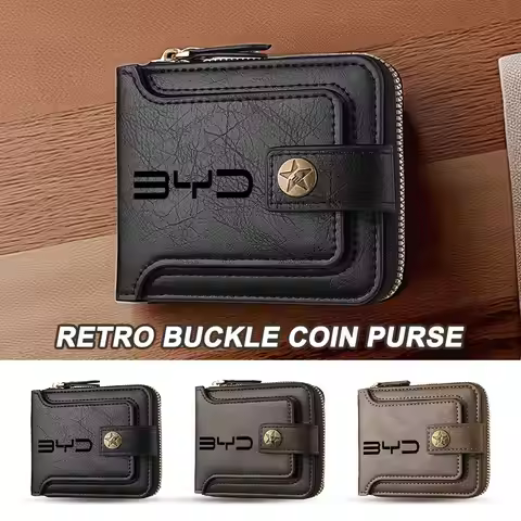 For BYD Leather Car Men Wallet Credit Card Holder Wallets With Zipper M6 G3 G5 T3 F3 I3 F0 F6 S6 S8 