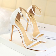 126-10 Sandal Cao Gót BIGTREE Phong Cách Âu Mỹ Đơn Giản Da Bóng Gót Nhọn - Hàng Chính Hãng