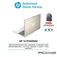 HP LAPTOP 15-FC0420AU/15-FC0421AU - Gold/Silver (AMD Athlon/8GB/512GB/15.6" FHD)[Free Backpack+Offic