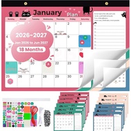 Desk Calendar 2026-2027 (Jan 2026 - Jun 2027), 17" x 12" Desktop or Wall Calendar, 18 Months Large W