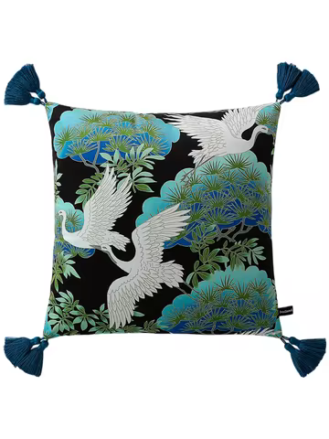 Japanese Throw Pillow Cover Asian Oriental Cranes Horse Elephant Decorative Pillow Cases Velvet Squa