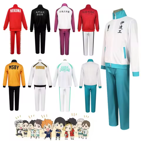 Anime Haikyuu Cosplay Costumes Nekoma Volleyball Jersey Jacket Haikyuu!!! Karasuno Aoba Johsai MSBY 