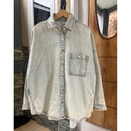 KEMEJA Zara jeans shirt no uniqlo hnm, women's jeans shirt