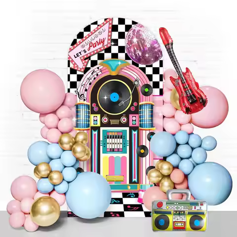 50s, 80s, 90s Theme Party Decoration, Arched Background Cover, Hip-Hop House Party Birthday Decorati