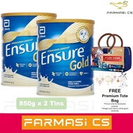 Abbott Ensure Gold Vanilla 850g x 2 Tins (TWIN) FREE Festive Bag EXP:08/2024 [powdered milk, adult nutritional drinks]