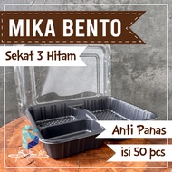 Mika Bento Sekat 3 ISI 50 / Tray Bento 3 Sekat / Kotak Nasi Kombinasi Mika Sekat 3
