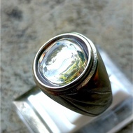 Cincin Tanam Titanium White Aquamarine Cabhocon Hq