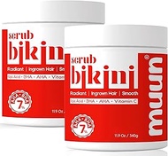 Bikini Area Exfoliator Pack 2-2% Kojic Acid Vitamin C & 7% AHA/BHA Even Skin Tone, Radiance & Glow S