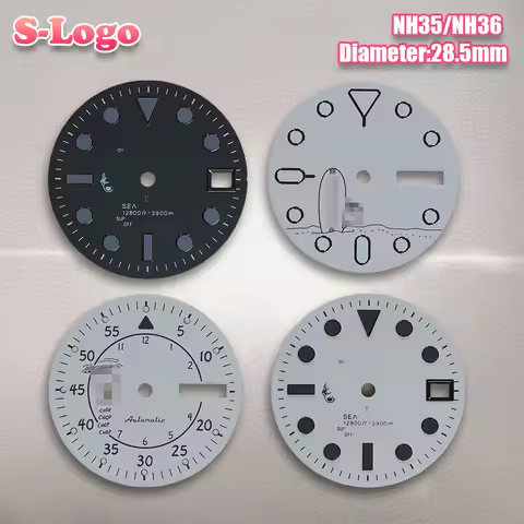 28.5mm S Logo Black knight Dial Fit NH35/NH36/4R/7S Japan Automatic Movement Watch Modification Acce