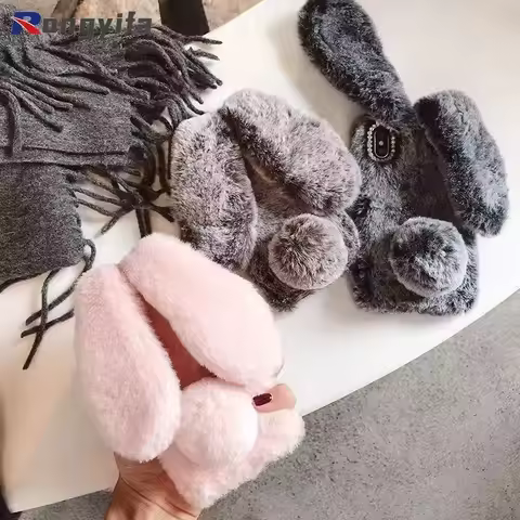 Plush Fur Rabbit Soft Phone Case For Realme 15 14 Pro 15T 14X C71 C75 C75X C61 Note 70 60 Narzo 80 G