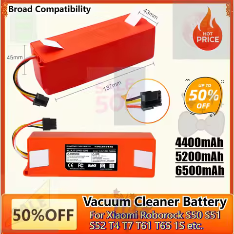 Robot Battery 14.4V for Xiaomi 1S Roborock S5 S6 S7 Max S50 S51 S52 S60 S65 S70 S75 T60 T61 T65 T4 T
