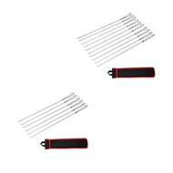 [Local delivery] 6x Barbecue Flat BBQ Stick Kebab Stick with Storage Pouch BBQ Pin Stick Kabob Stick