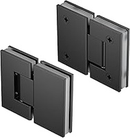 Ranbo 180°Glass-to-Glass Shower Door Hinges,Heavy Duty Solid Brass,Matte Black,Fits 5/16"-1/2"(8-12m