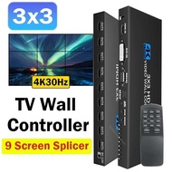 4K 3x3 HDMI Video Wall Controller 3x2 2x3 2x2 4x2 1x4 1080P Video Wall Splicing Processor for 9 Scre