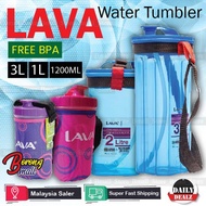 LAVA Water Bottle Tumbler Strip Straw Carry Bag 1200ml 2L 3L BPA FREE/Botol Air Minuman Dengan Beg
