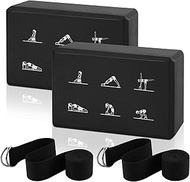2 Yoga Block and Yoga Strap Set, High Density EVA Foam Blocks, Non-Slip Yoga Bricks with 6 ft Strap,