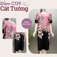 Đầm trung niên mềm mát mịn màu hồng quà tặng bà tặng mẹ đầm C129 - Thời trang Cát Tường