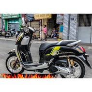Tem Scoopy 110 2025 mẫu S xanh vàng dán xe đen xám