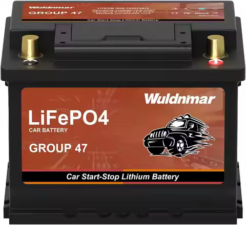 12V BCI Group 47 LiFePO4 Lithium Car Battery 600CCA Lightweight Automotive Start-Stop Battery Size H