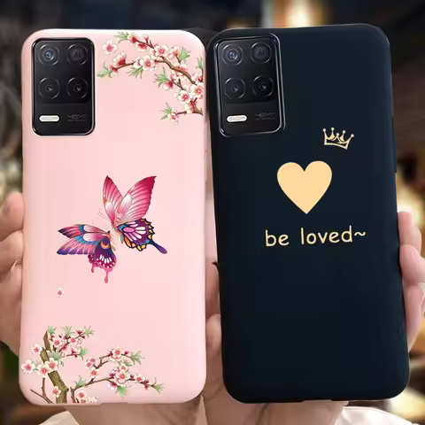 For Realme 8 5G Case RMX3241 Fashion Butterfly Heart Cover Soft TPU Silicone Funda For Realme 8 Pro 