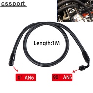 1M AN6 6AN Black Braided Oil Fuel Fittings Hose End 0+90 Degree Oil Adaptor Kit Oil Fuel Hose Line