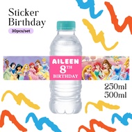 [ 30pcs | 250ml | 500ml ] sticker botol air mineral doorgift label birthday party goodies