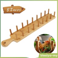 [BlesiyaMY] Wood Taco Holder Tray Multipurpose Mexican Rolls Holds 8 Tacos Taco Shell Holder Tortill