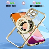 1pc Electroplated Stand TPU Phone Case Compatible With 15 Pro Max/16 Pro Max/16 Pro/14 Pro Max/14 Pr